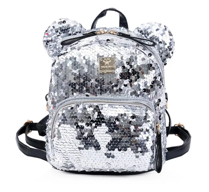 Shinning Bling Sequins Cute Big Rabbit Ears Backpack for Teenager Girls mochila Shoulder bag Women Mini Travel cute Bag escolar | Багаж и