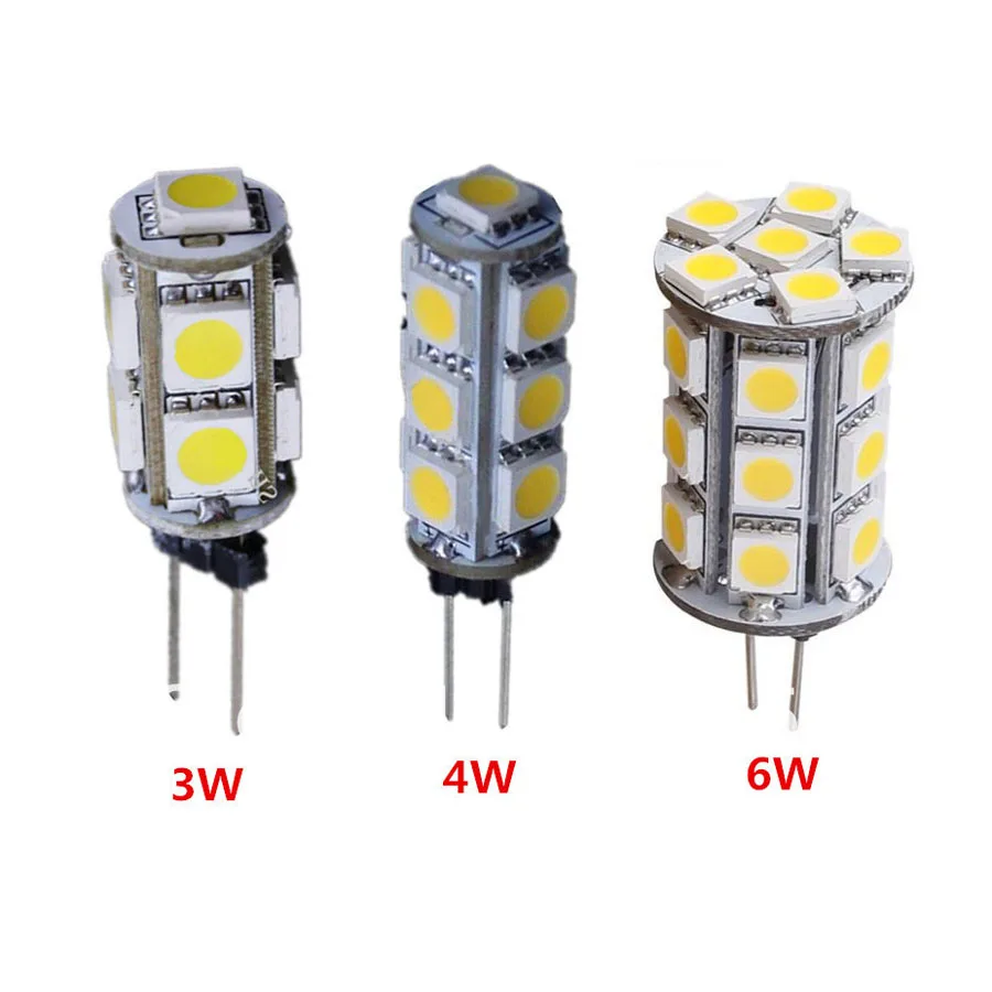 10 шт./лот 12 В 3 Вт 4 6 G4 5050 SMD Светодиодная галогенная лампа сменная 9/13/24 светодиодов