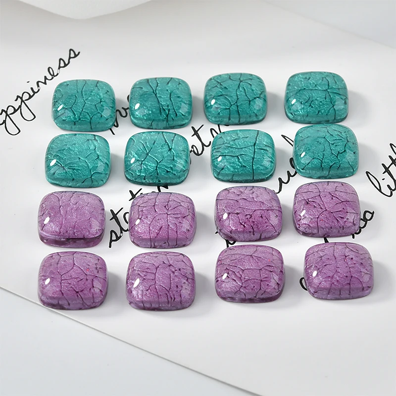 

50pcs/lot 16mm color color crack pattern geometry square shape flatback resin bead diy jewelry earring/garment pendant accessory