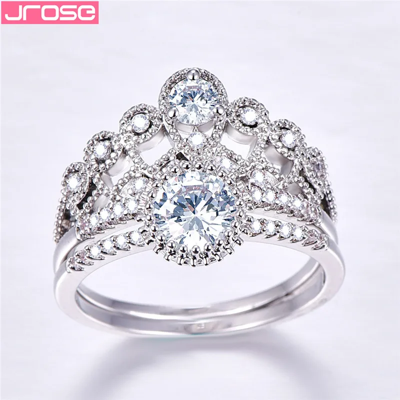 JROSE 2019 принцесса серебряный цвет Изысканный Bijoux Модные Свадебные обручальные