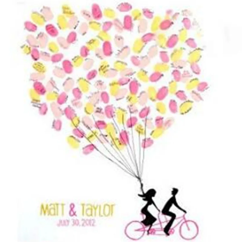 Свадебное дерево с отпечатками пальцев на воздушном шаре книга для подписей посетителей Свадебная