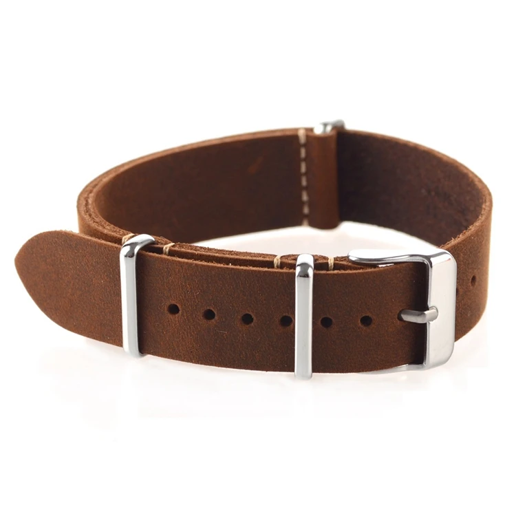 Dark brown EACHE Nato кожаный ремешок для часов винтажный ремешок из натуральной кожи 18 мм 20 мм 22 мм коричневый синий черный загар с быстрой доставкой - Цвет ремешка: Dark brown