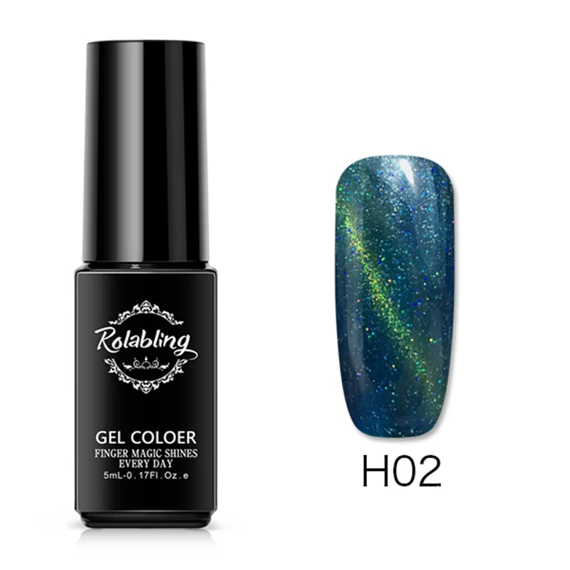 H02 Rolabling 5 мл гель для ногтей кошачий глаз лак для ногтей маникюр гель лак для ногтей Отмачивание от гелевое, лаковое покрытие клей лак для ногтей - Цвет: H02