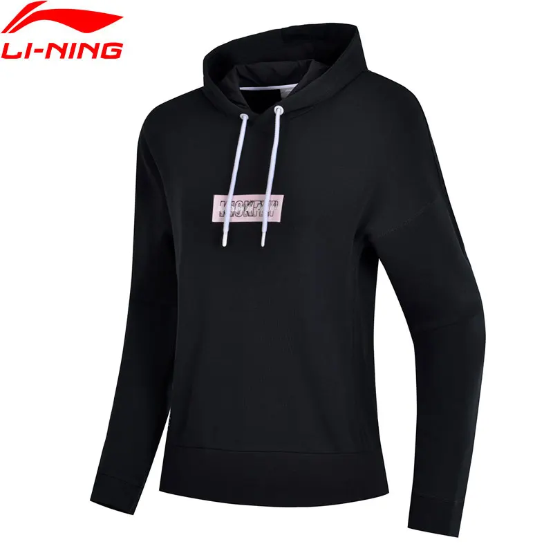 Li-Ning, женские трендовые толстовки, 70.9% хлопок, 29.1% полиэстер, свободный крой, подкладка, спортивные пуловеры с капюшоном, AWDP088 WWW1015