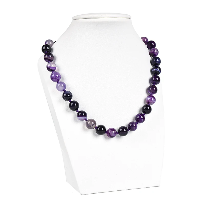 

Hot Sale's Fancy purple With mysterious streaks 1 0 mm Purple Striped A-gate necklace.