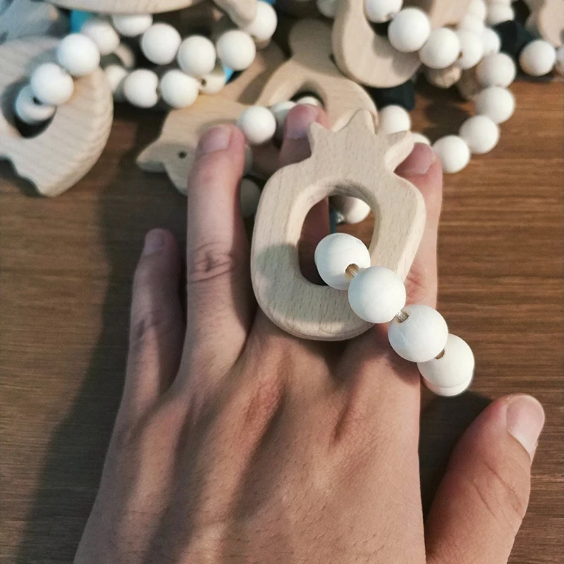 Детский деревянный браслет для прорезывающихся зубов кольца из натурального