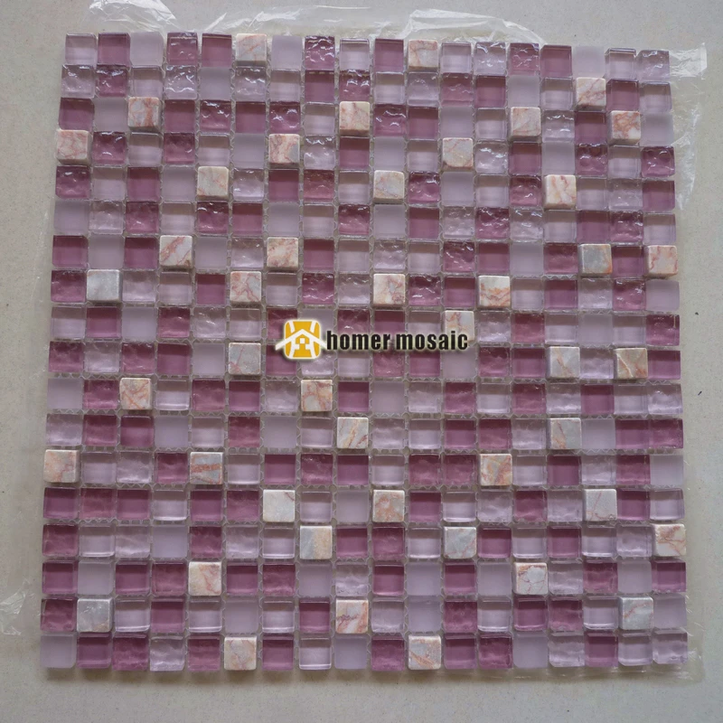 Романтическая розовая фиолетовая стеклянная Смешанная мраморная плитка в