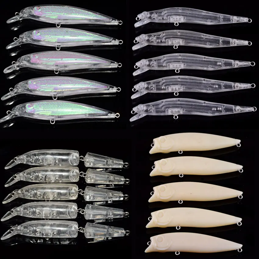 

5PCS Blank Hard Fishing Lures Crankbait Vib Minnow wobbler Unpainted Fishing Lure Bodies Freshwater Fish Lure Tackle