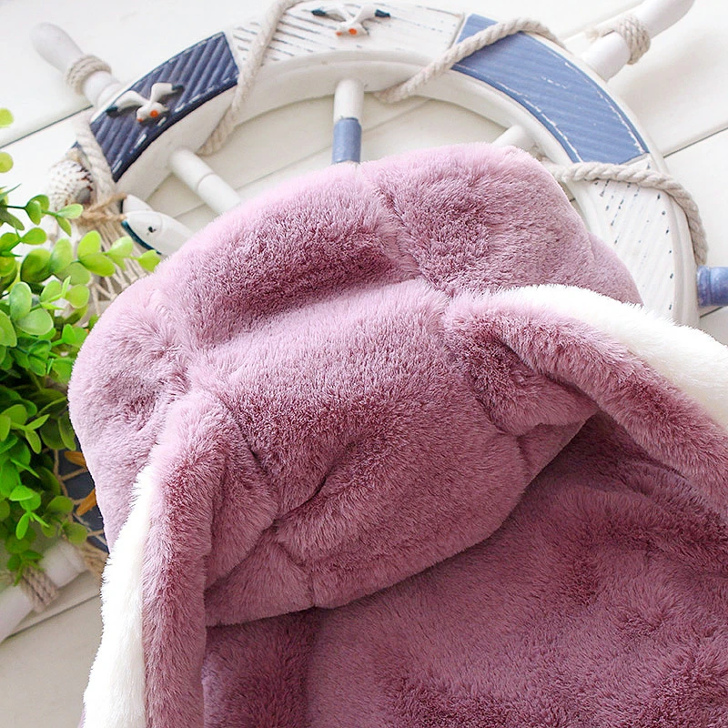 Зимнее Детское пальто с меховым воротником и заячьими ушками Верхняя одежда для