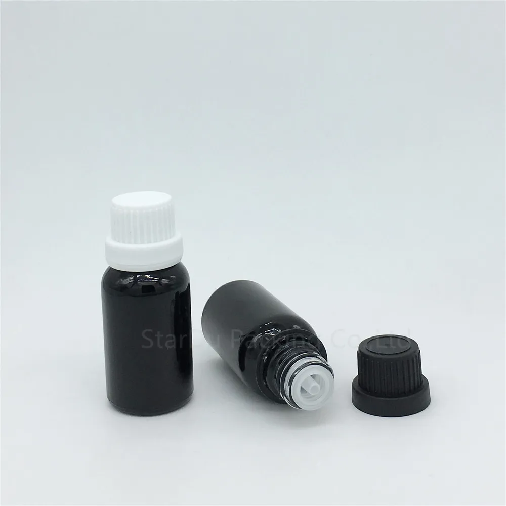 

240pcs 15ML Black Glass Bottle , 15cc Vials Essential Oil Bottle With Tamper Evident Cap Perfume Bottles