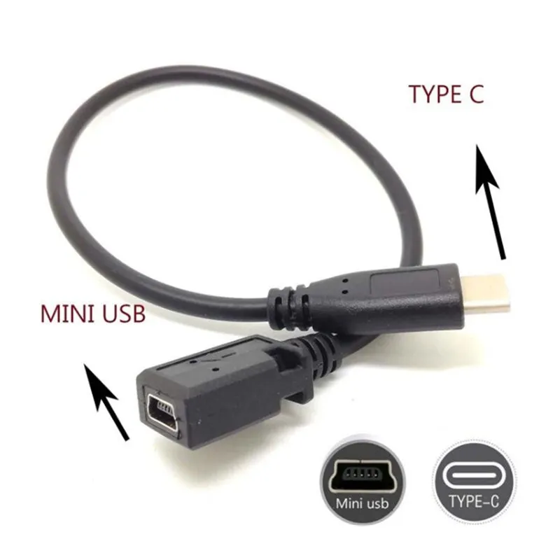 MINI USB 2 0 Женский к Type-c Мужской кабель для передачи данных и зарядки телефона