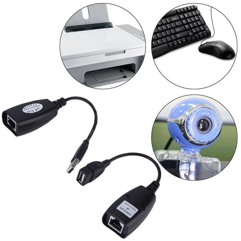 2 шт./компл. USB удлинитель Ethernet RJ45 Cat5e/6 кабель сетевой адаптер расширитель через