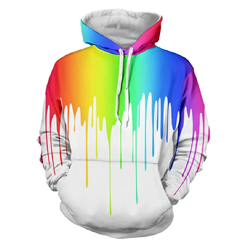 Мужские толстовки CJLM белая Радужная толстовка с масляным принтом Модные