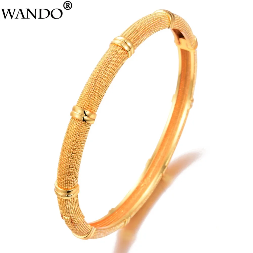 Wando 1Pcs Ethiopian Jewelry Bamboo Bangle Women Arab Dubai Bracelet Gold Color Wholesale African Micronesia Accessories | Украшения и