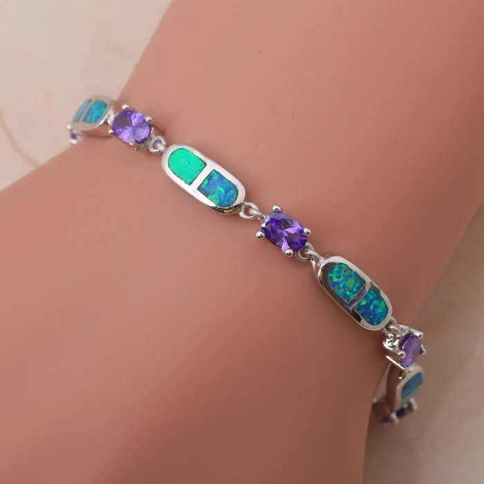 Lobster Top Quality Special Blue fire opal Silver Stamped fashion jewelry Bracelets Anniversary gifts OB033 | Украшения и