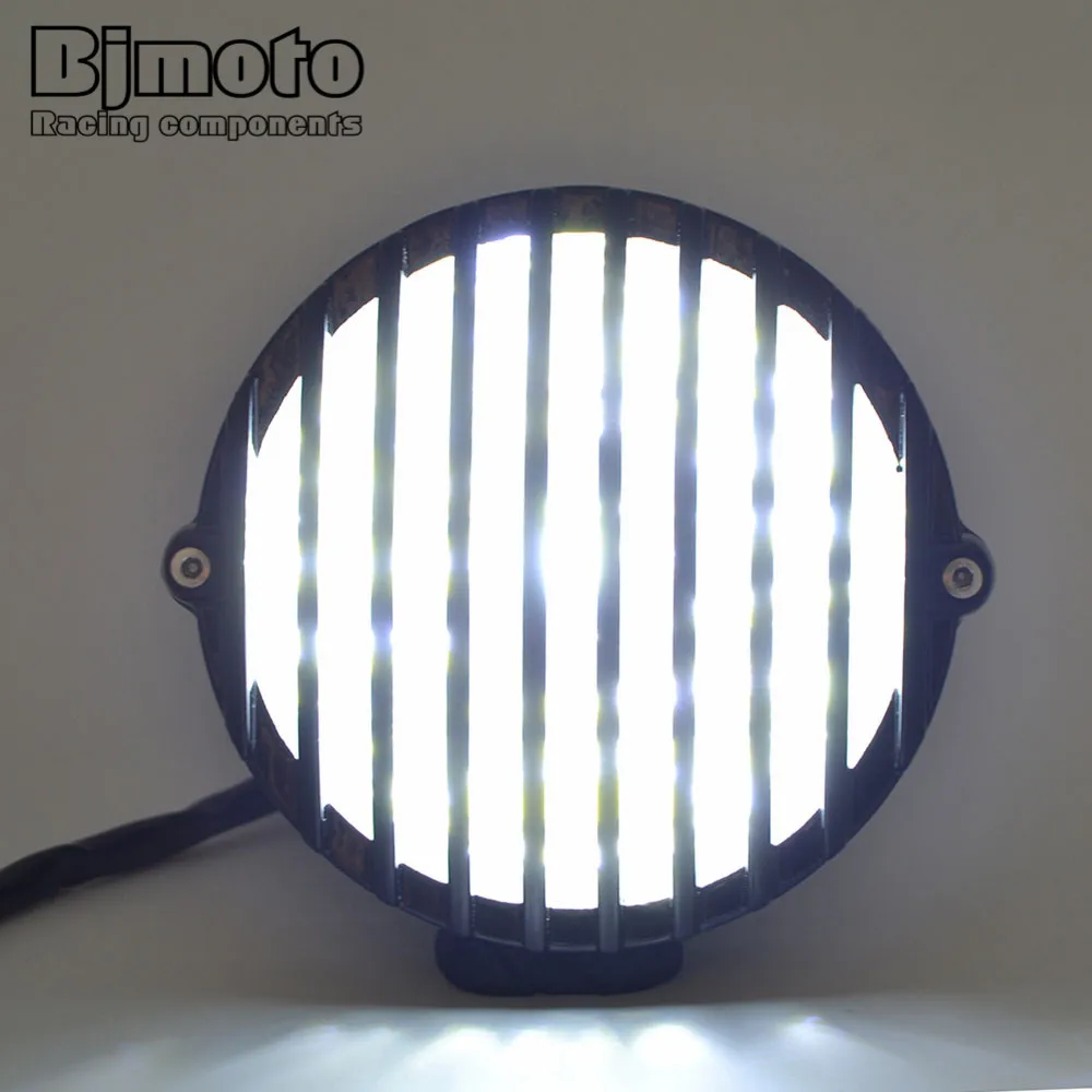 BJMOTO черный 4-7/8 ''светодиодный мотоциклетный головной светильник противотуманный светильник налобный фонарь Farol для Harley Кафе Racer Chopper Bobber Touring на заказ