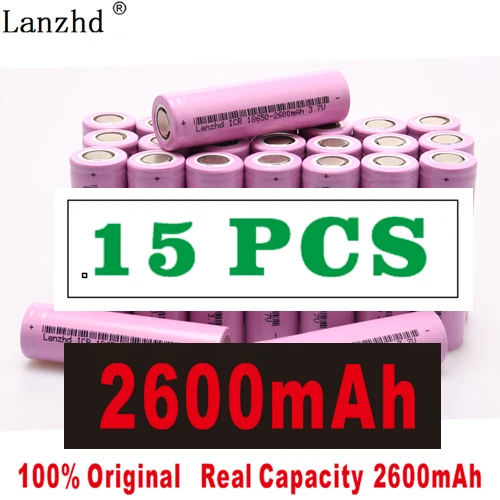 15 PCS 5-40 шт ICR18650 перезаряжаемая батарея 2600 мАч литий-ионные батареи 3,7 в для samsung 18650 батарея для фонарика ноутбука - Цвет: 15 PCS