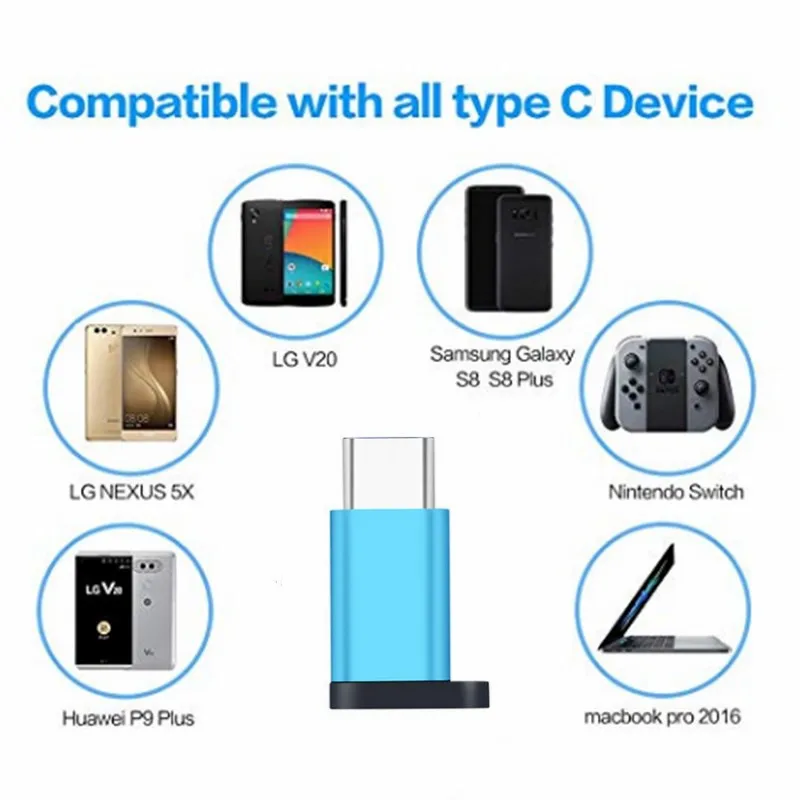 2 шт. OTG Micro USB к Type C адаптер с брелоком для Samsung Galaxy S9 S8 A8 Plus Note 8 Xiaomi 6|Кабели передачи
