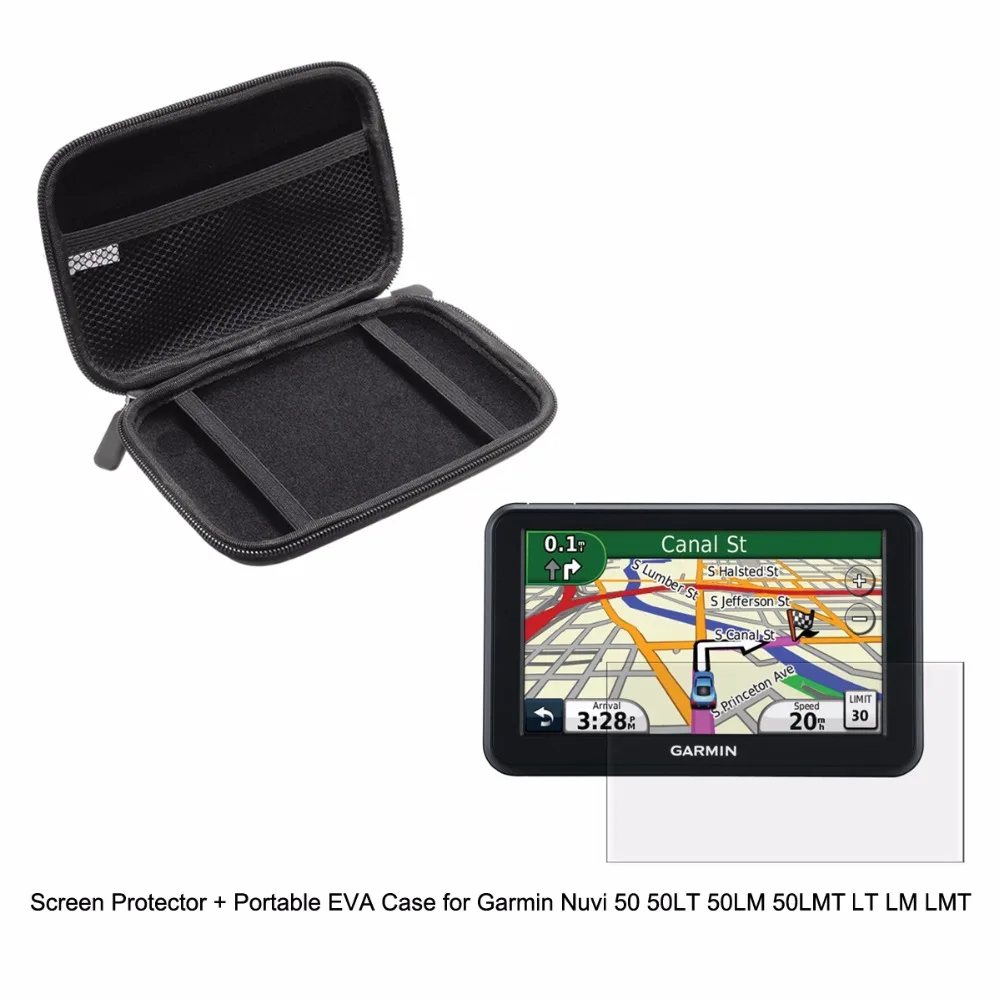 

5'' Inche Vehicle Portable Protect Case bag + Clear Screen Protector Shield Film for Garmin Nuvi 50 50LT 50LM 50LMT 5"