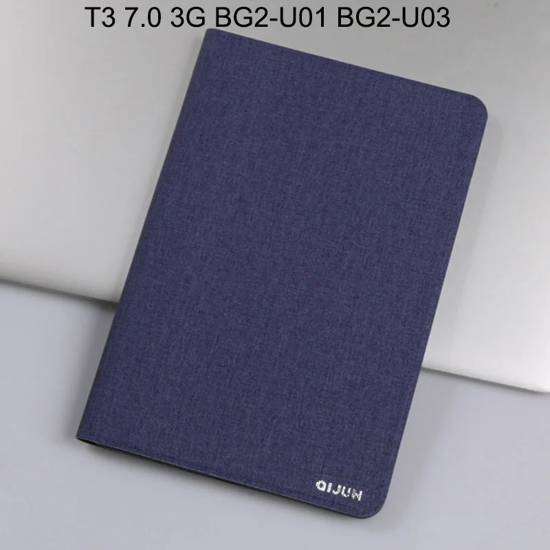 Navy Кожаный чехол для huawei Mediapad Media Pad T3 7,0 3g BG2-U01 BG2-U03 флип-чехол s 7 дюймов защитный чехол Мягкий ТПУ - Цвет: Navy