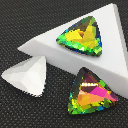 rainbow 8 мм 10 мм 12 мм 14 мм 16 мм 18 мм 23 мм трехугольное стекло, кристалл, камень, заостренный назад горный хрусталь все цвета для одежды diy - Color: rainbow