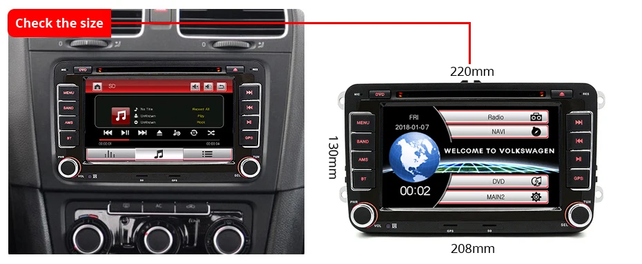 2din Автомагнитола для vw golf 4 5 6 7 passat b5 b6 b7 Polo Tiguan Автомагнитола 2 Din Leon Skoda octavia dvd Мультимедиа gps навигация
