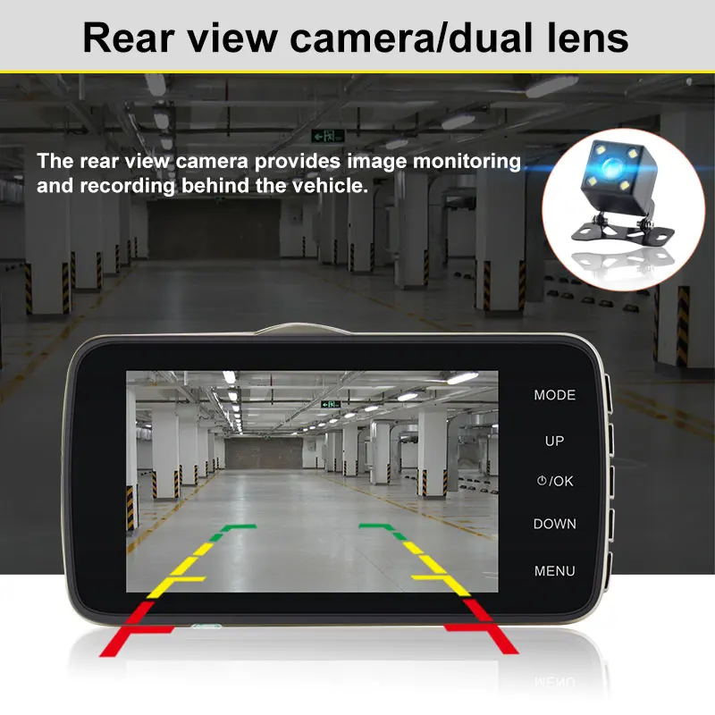 Видеорегистратор Mini Car DVR с двумя объективами видео 4 &quotдюймовый регистратор