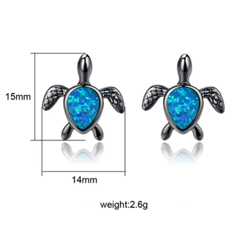 Новый Голубой Белый огненный опал морские Черепашки серьги гвоздики для женщин