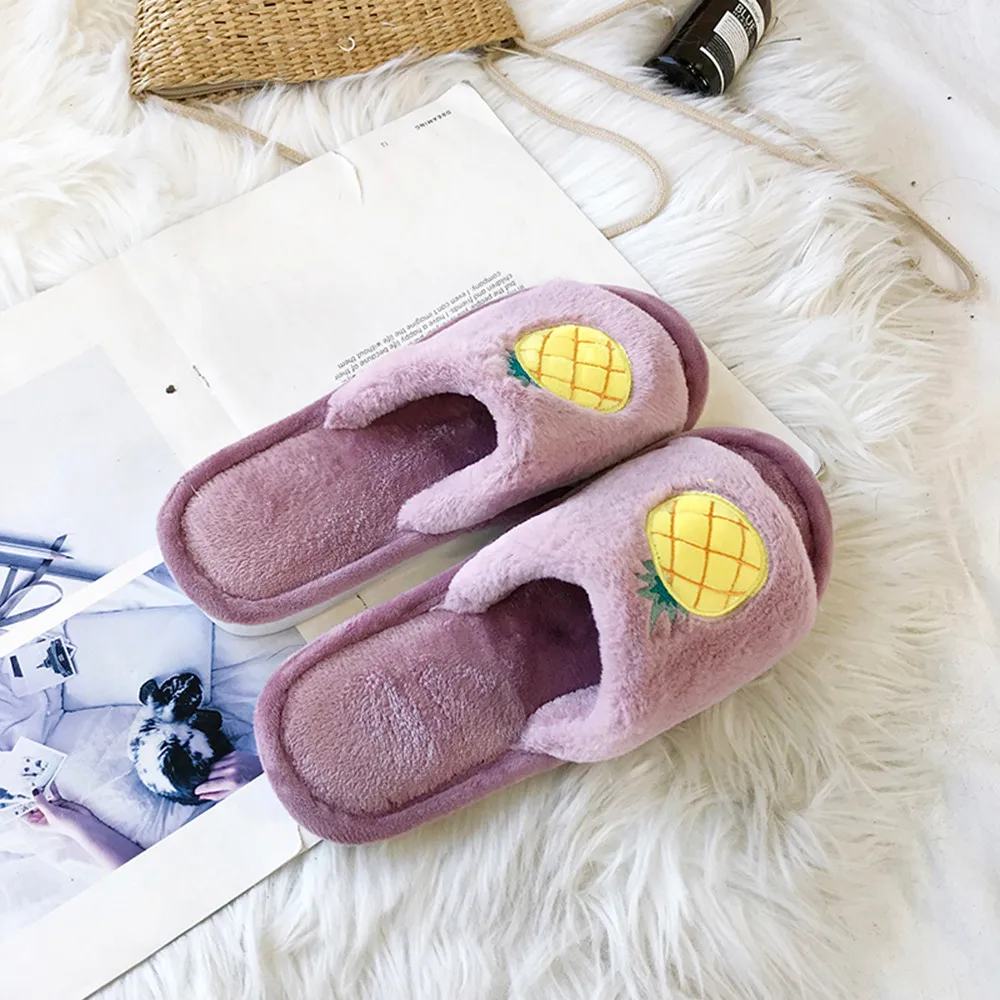 SAGACE/Женские повседневные домашние тапочки на плоской подошве с фруктами зимние