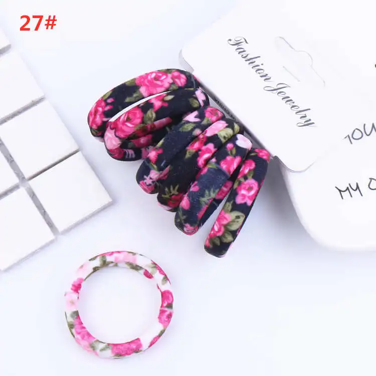 style 27 6 шт./комплект, милые эластичные резинки для волос для девочек, трикотажные резинки для волос, резинка для волос, резинки для волос - Цвет: style 27
