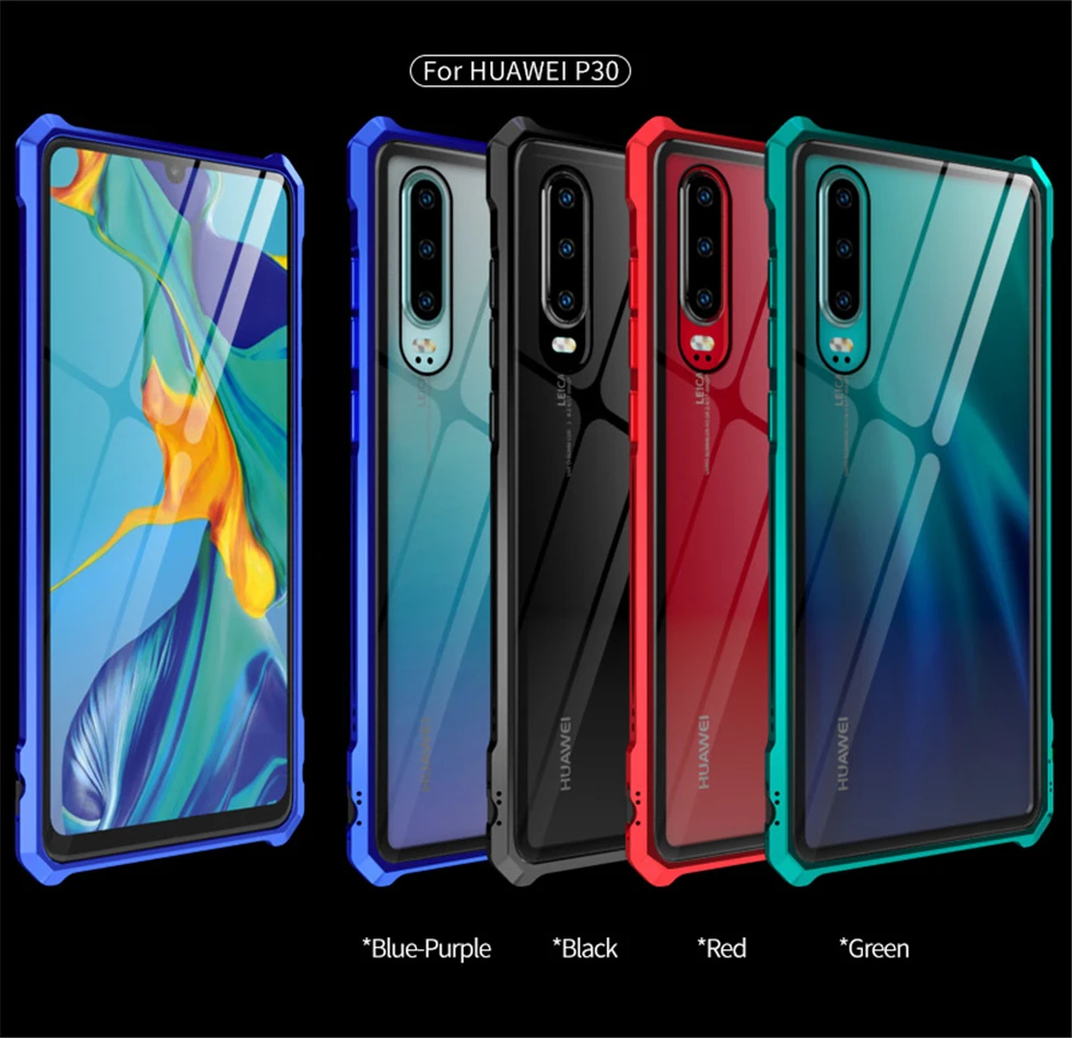 Роскошный металлический чехол для телефона huawei P30 Pro Lite, противоударный корпус, бампер и 9H стекло, задняя крышка huawei P30 Pro, чехол s On