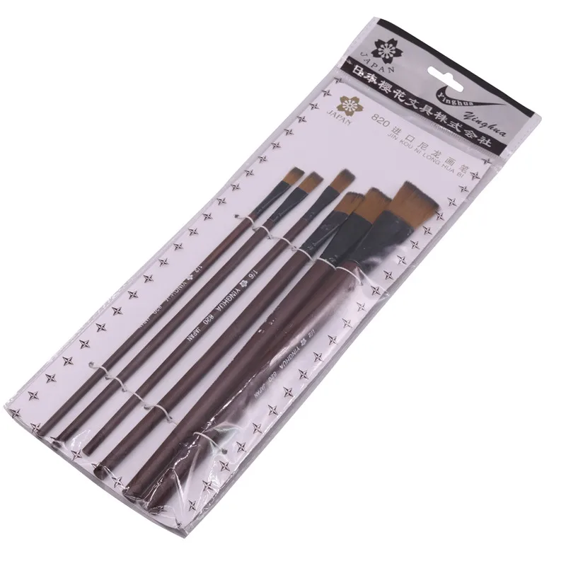 1 set 6 pcs Линия тонкой профессионального рисования гуашью кисти для рисования маслом разных Форма круглым заостренным кончиком волос Краски ing кисти комплект, принадлежности для живописи - Цвет: 1 set 6 pcs