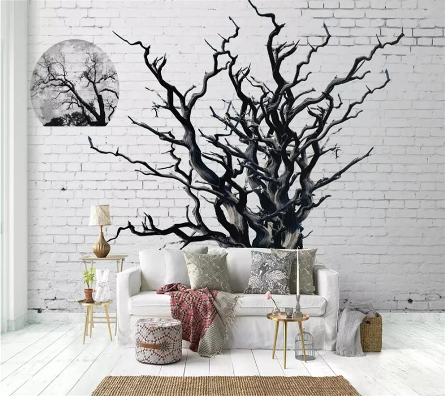 Обои на заказ 3d росписи американский красивый мертвый дерево черный и белый фон