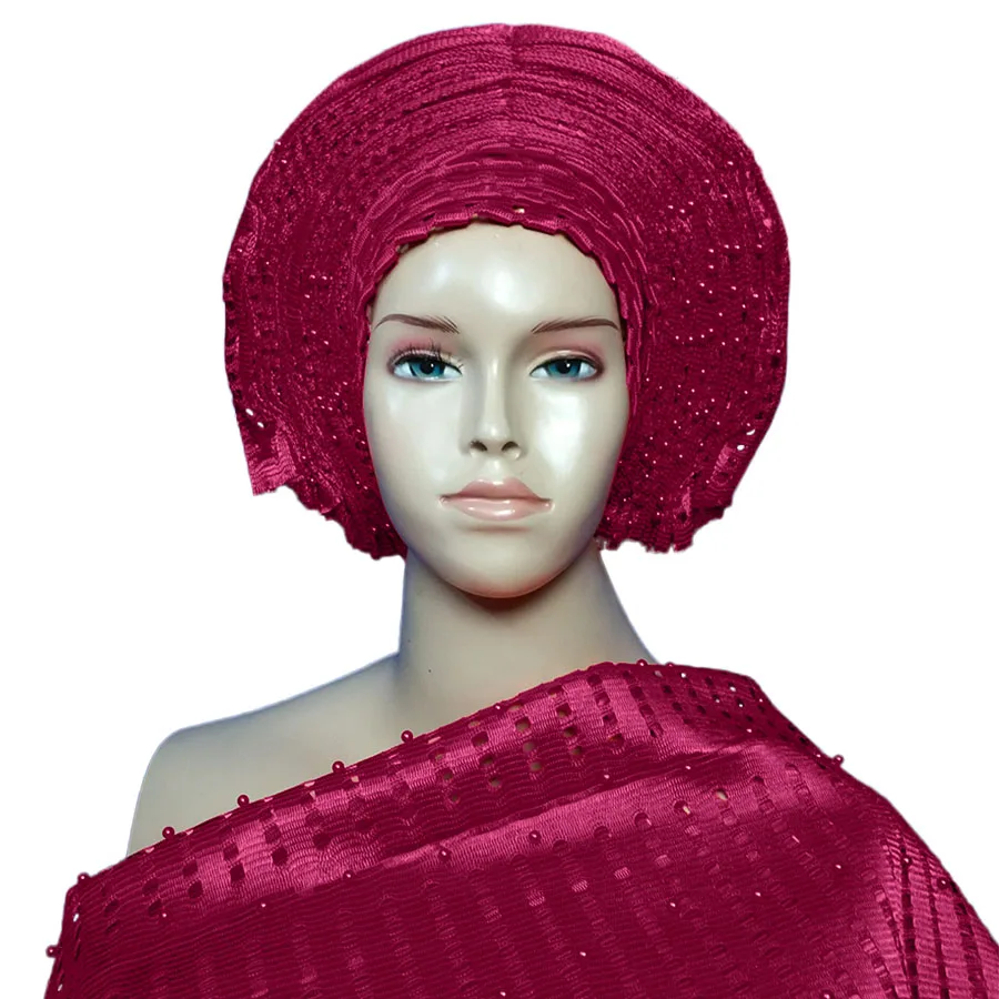 Новое поступление Африканский головной убор AsoOke aso oke с бисером | Тематическая