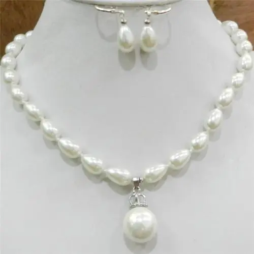 Серьги подвески с искусственным жемчугом Akoya 9 х13 мм|pearl necklace|shell pearlearrings necklace |