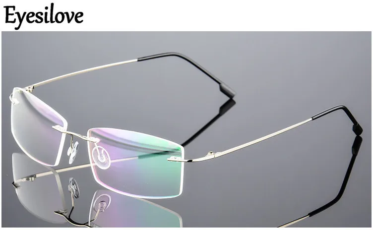 Eyesilove fashion men Titanium Alloy Rimless myopia glasses women Nearsighted Glasses finished prescription glasses-0.50-6.00