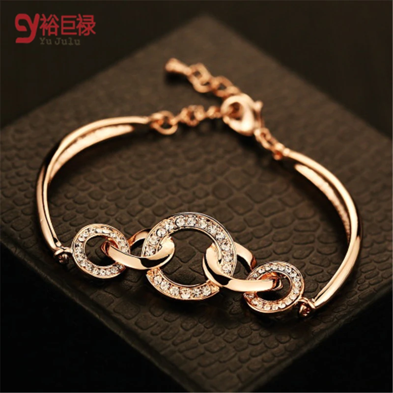 Женские браслеты с золотым металлом оптовая продажа Модный женский золотой браслет супер вспышкой простой