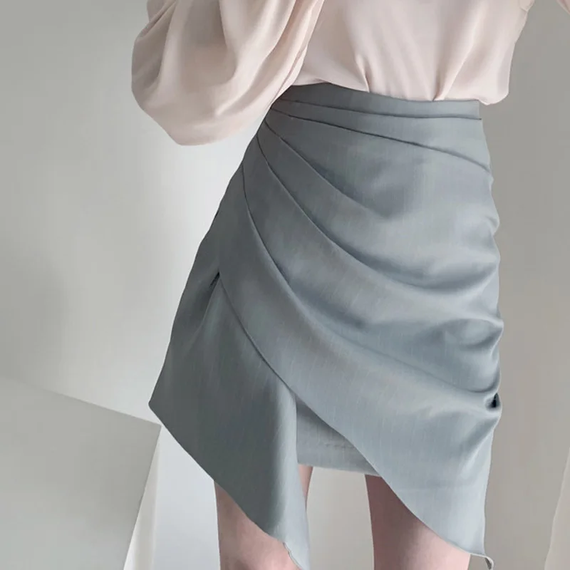 grey Высокая талия кружево до Ruched для женщин юбка Женский Bodycon мини-юбка карандаш Сексуальная уличная дамы Faldas Mujer Femme - Цвет: grey