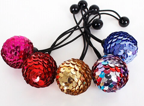 Бесплатная доставка новинка 2015 Детские блестящие резинки для волос с шариками