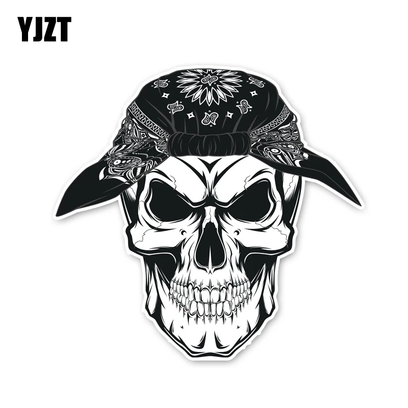 YJZT 12.4CM*11.7CM Motorcycle Skull Head Accessories Car Window Sticker Decal 6-2518 | Автомобили и мотоциклы