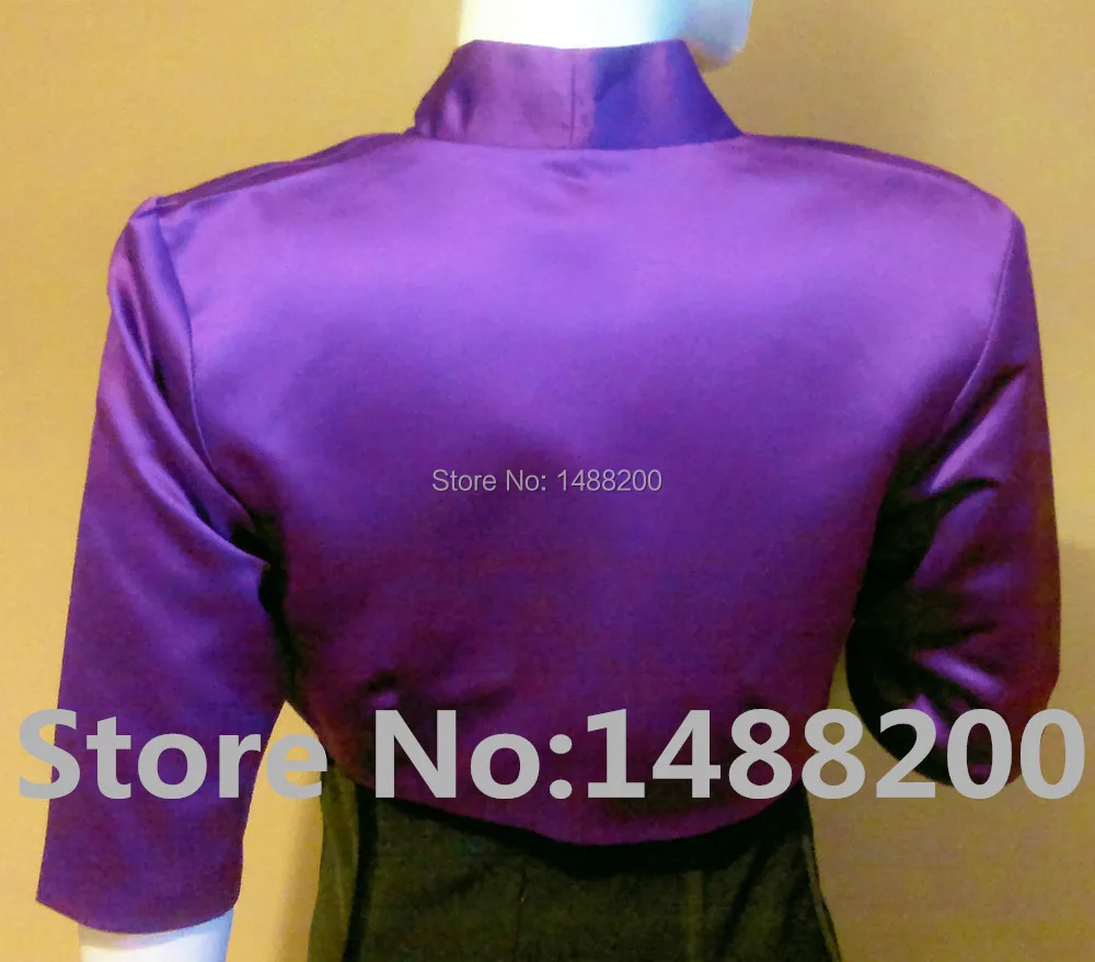 Фиолетовое мягкое сатиновое Болеро/куртка/Палантин/накидка/Палантин 3/4 рукава на