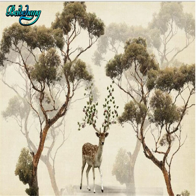 Ретро Ностальгический скандинавский лес Сика олень ТВ фон на заказ обои росписи