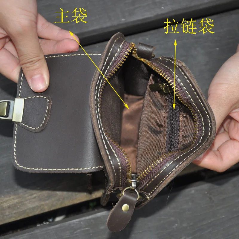 Брюки сумка для головы мобильный телефон bag новая кожаная поясная crazy horse Мужская