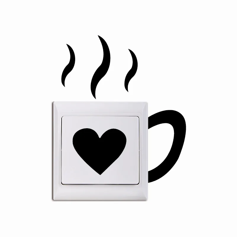 Креативная наклейка Love Cup Switch Love-80 забавная в виде чашки Виниловая на стену