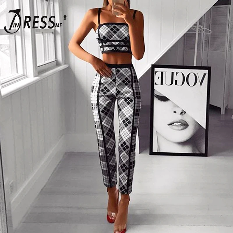 Женский жаккардовый бандажный костюм INDRESSME комплект из двух предметов короткий