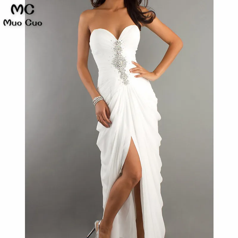 Элегантное 2018 белое Выпускное Платье длинное с кристаллами бисером vestido de festa