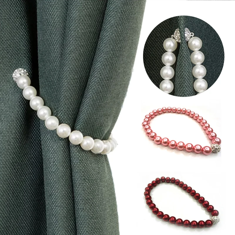 

1pc Faux Pearl Magnet Buckle Curtain Tieback Window Strap Holder Accessories Clip Simple Creative Elegant Stylish Modern