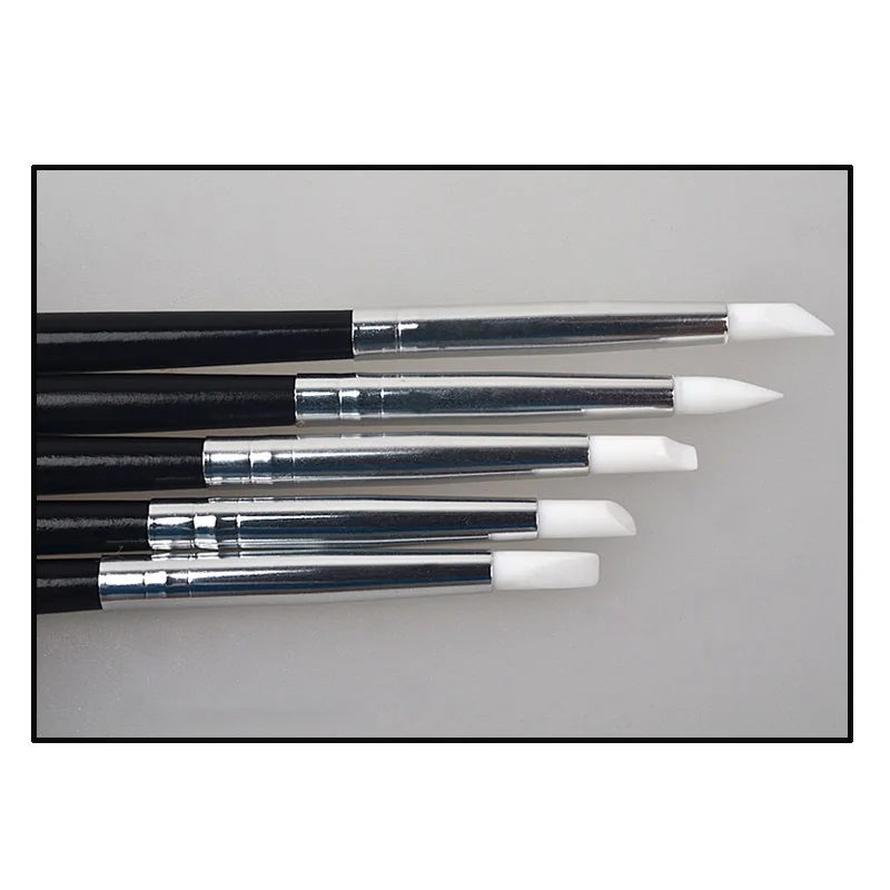 5pcs/set Professional Black Nail Art Pen Brushes Soft Silicone Carving Sculpture Embossing UV Gel Building DIY Manicure Tools | Красота и