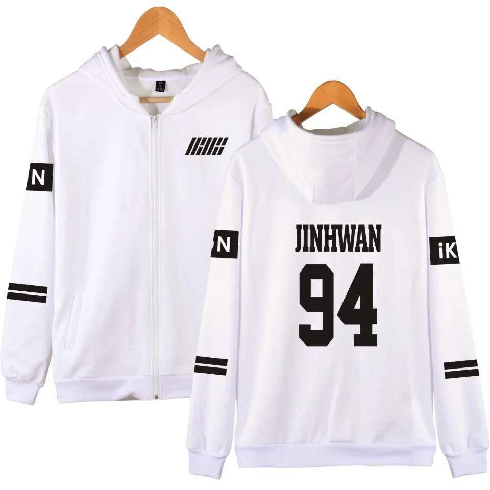 WEJNXIN KPOP IKON BI BOBBY концертный альбом толстовки на молнии Женская Повседневная Harajuku Женская толстовка большого размера Moletom Feminino - Цвет: White 94JINHWAN