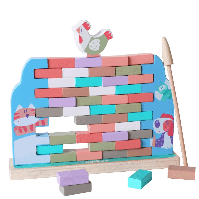 Красочные деревянные башни Блоки Игрушки Domino укладчик семейная настольная